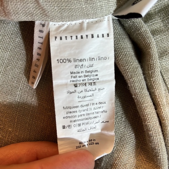 POTTERY BARN Size Queen 100% Belgian Linen Duvet Cover ButtonClose Dark Flax NEW - Picture 11 of 16